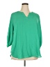 Chaus 100% Polyester Green 3/4 Sleeve Blouse Size 2X - photo 1