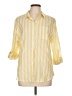 Primark Stripes Yellow 3/4 Sleeve Button-Down Shirt Size 10 - photo 1