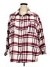 No Comment Plaid Burgundy Long Sleeve Blouse Size 3X - photo 1
