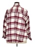 No Comment Plaid Burgundy Long Sleeve Blouse Size 3X - photo 2