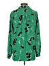 Ann Taylor 100% Polyester Floral Green Long Sleeve Blouse Size XS - photo 2