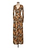 Tanya Taylor 100% Polyester Print Brown Gold Casual Dress Size XS - photo 1