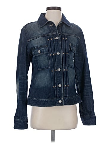 Burberry Pleated Front Denim Jacket  (view 1)