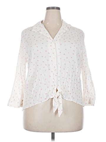 LC Lauren Conrad 3/4 Sleeve Button-Down Shirt (view 1)