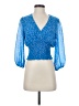 Aqua 100% Polyester Blue 3/4 Sleeve Blouse Size S - photo 1