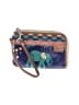 Fossil 100% Leather Print Multi Color Blue Leather Wristlet One size - photo 1