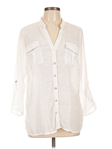 NY Collection 3/4 Sleeve Button-Down Shirt (view 1)
