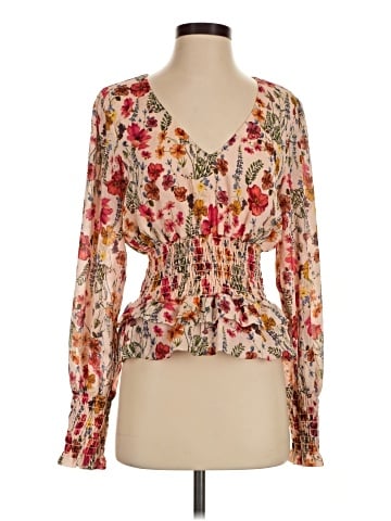 Lavender Brown Long Sleeve Blouse (view 1)