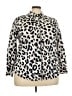 Foxcroft Animal Print Ivory White Long Sleeve Blouse Size 18w - photo 1