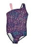 Lands' End Chevron-herringbone Purple One Piece Swimsuit Size 4 - photo 1