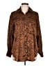Zara Animal Print Brown Long Sleeve Button-Down Shirt Size L - photo 1