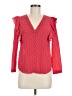 Rebecca Taylor 100% Silk Red Long Sleeve Silk Top Size 4 - photo 1