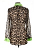 Truth NYC 100% Polyester Animal Print Green Long Sleeve Blouse Size L - photo 2