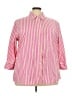 Foxcroft 100% Cotton Stripes Pink 3/4 Sleeve Button-Down Shirt Size 24W - photo 1