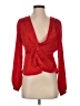 Intermix Red Long Sleeve Silk Top Size 2 - photo 1