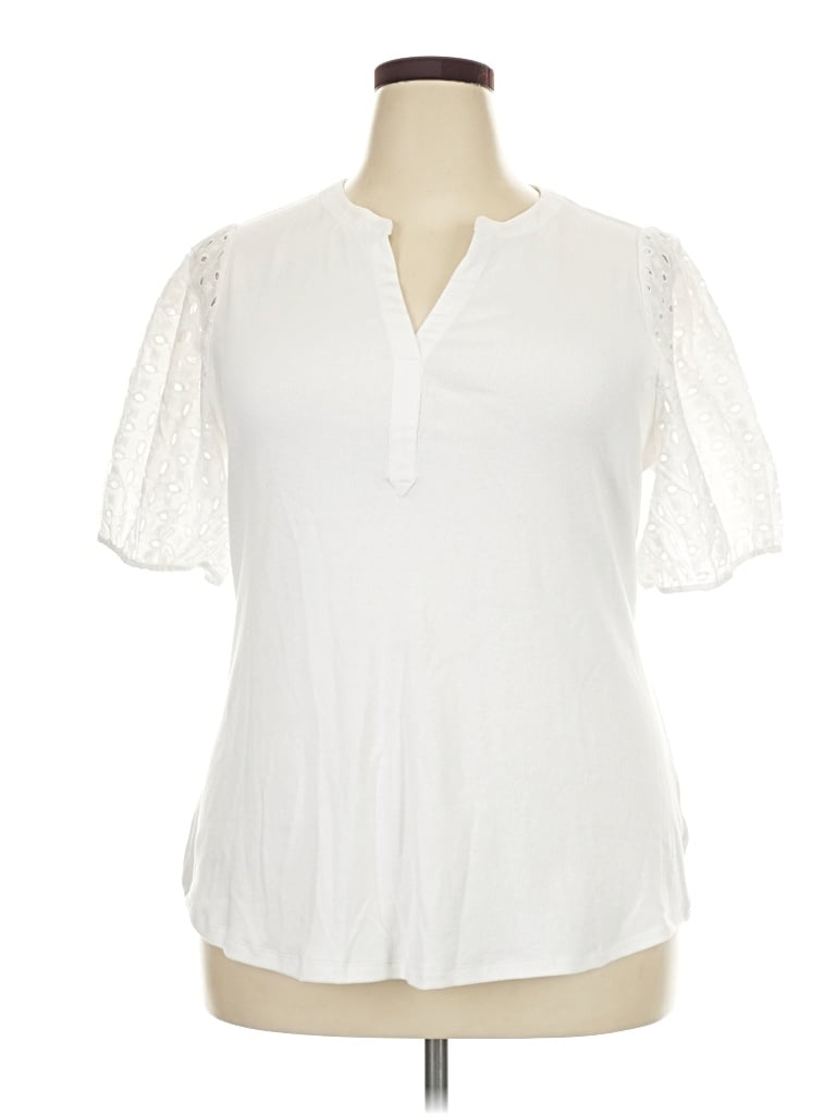 Lane Bryant Short Sleeve Blouse In White
