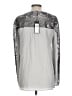 BCBGMAXAZRIA Metallic Silver Long Sleeve Blouse Size L - photo 2