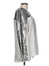 BCBGMAXAZRIA Metallic Silver Long Sleeve Blouse Size L - photo 4