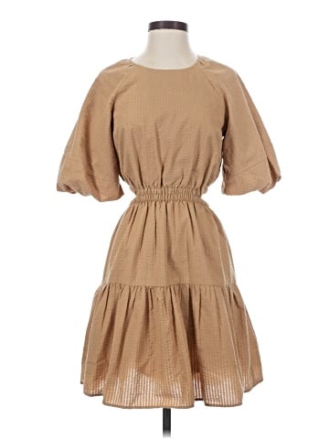 Madewell Seersucker Puff-Sleeve Cutout Mini Dress (view 1)