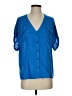 Odille 100% Rayon Blue Short Sleeve Blouse Size 4 - photo 1