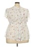 Torrid 100% Polyester Ivory Short Sleeve Blouse Size 3X Plus (3) - photo 1