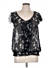 Suzy 100% Polyester Black Short Sleeve Blouse Size L - photo 1