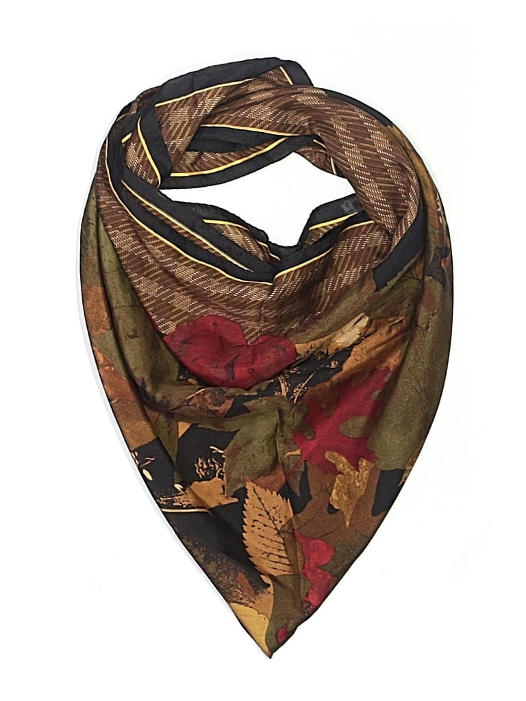 Pre-owned Linda Allard Ellen Tracy Silk Scarf In Brown