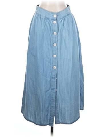 Madewell Palisade Button-Front Midi Skirt in Indigo (view 1)