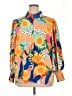 Unbranded 100% Polyester Print Orange Long Sleeve Blouse Size XL - photo 1