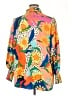 Unbranded 100% Polyester Print Orange Long Sleeve Blouse Size XL - photo 2