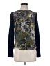 Tiny Floral Graphic Blue Long Sleeve Blouse Size XS - photo 1