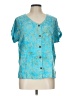 Lost River 100% Rayon Teal Short Sleeve Blouse Size L - photo 1