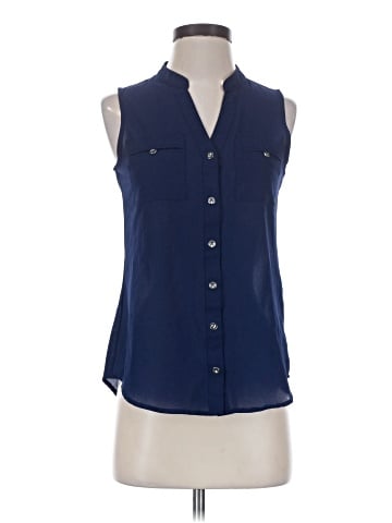 Chocolate Sleeveless Button-Down Shirt (view 1)