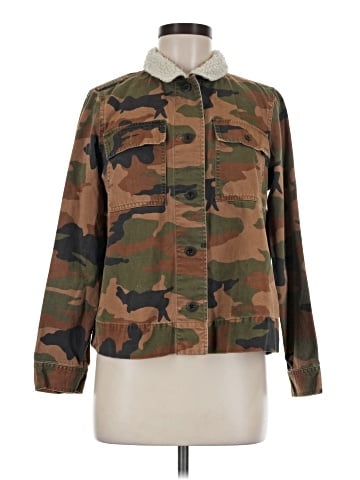 Madewell Northward Cropped Army Jacket in Cottontail Camo: Sherpa Edition (view 1)