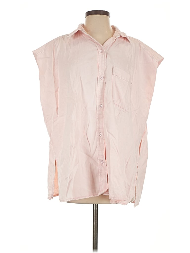 Gap Sleeveless Button Down Shirt In Pink