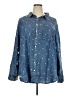 Torrid 100% Tencel Stars Blue Long Sleeve Button-Down Shirt Size 4X Plus (4) - photo 1
