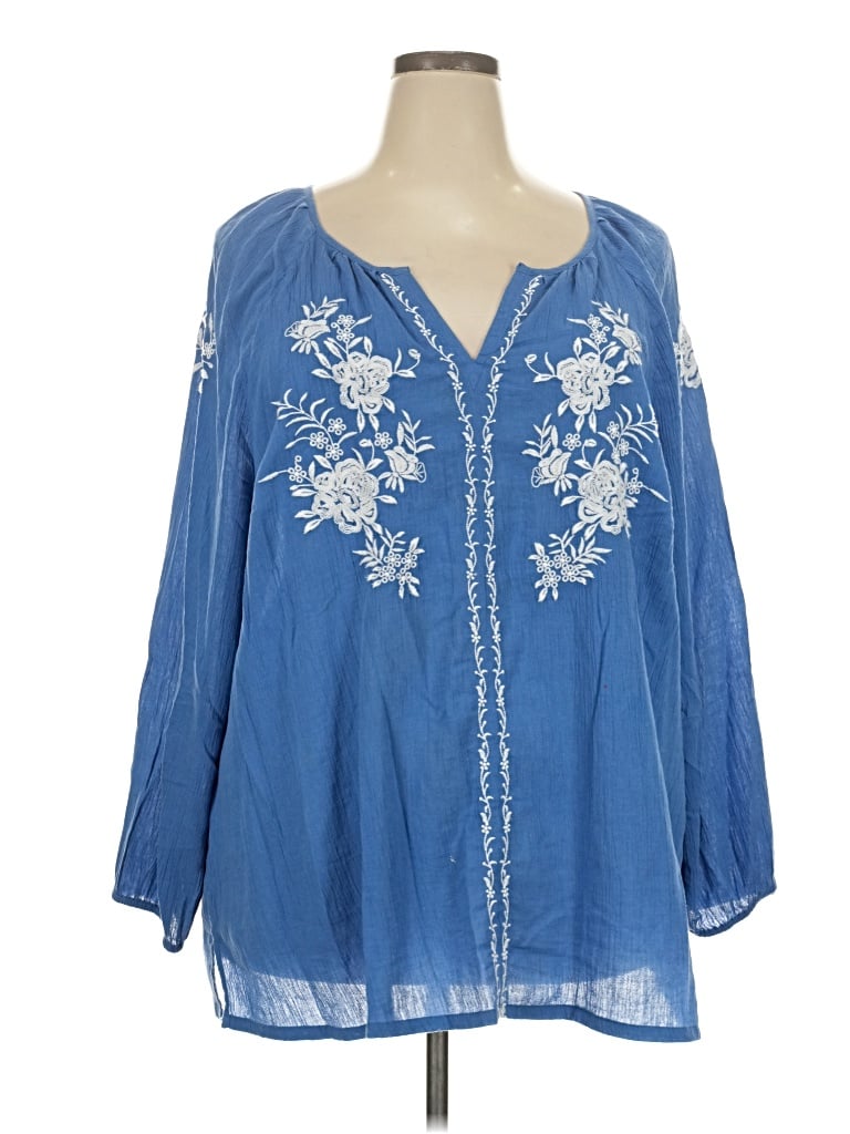 Pre-owned Talbots Long Sleeve Blouse In Blue