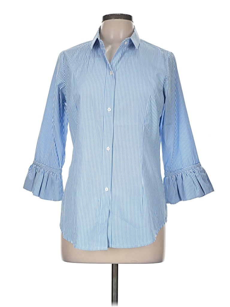 Pre-owned Gretchen Scott Designs 3/4 Sleeve Blouse In Blue