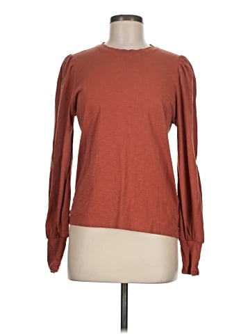 Madewell Smocked Long-Sleeve Top in Soft Slub (view 1)