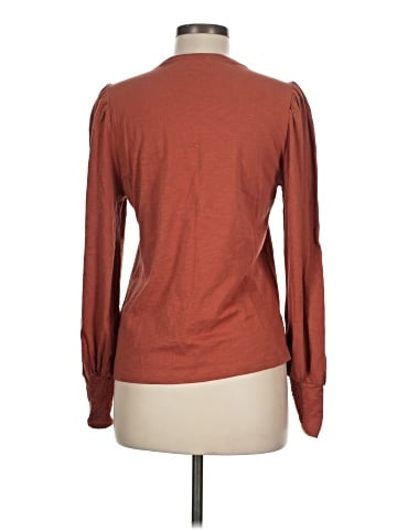 Madewell Smocked Long-Sleeve Top in Soft Slub (view 2)