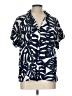 Unique Spectrum Tropical Blue Short Sleeve Blouse Size L - photo 1