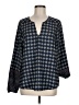 Harve Benard 100% Polyester Argyle Blue 3/4 Sleeve Blouse Size M - photo 1