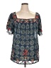 Johnny Was Blue Short Sleeve Blouse Size XL - photo 1