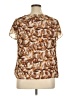 212 Collection 100% Polyester Animal Print Brown Short Sleeve Blouse Size XL - photo 2
