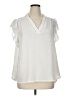 Halogen 100% Polyester Ivory Short Sleeve Blouse Size XL - photo 1