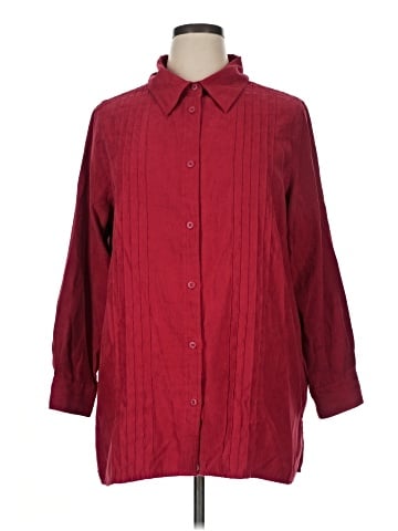 Basic Editions 3/4 Sleeve Button-Down Shirt (view 1)