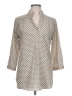 Cals 100% Polyester Polka Dots Tan 3/4 Sleeve Blouse Size L - photo 1