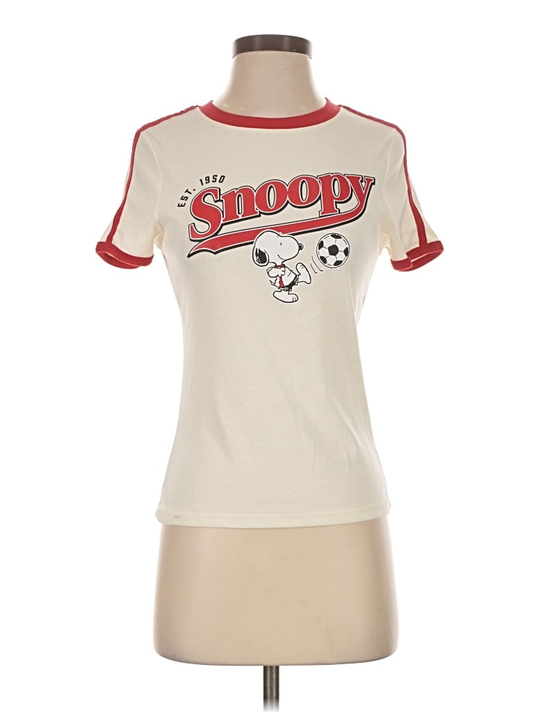 Pre-owned Peanuts Short Sleeve T-shirt In Ivory