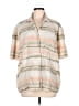 French Connection 100% Polyester Stripes Tan Short Sleeve Blouse Size M - photo 1