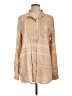 Cato 100% Rayon Tan Long Sleeve Button-Down Shirt Size L - photo 1